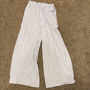 White Striped Wide-Leg Pants